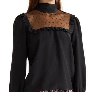 Red Valentino 100% silk black lace top (EU 46)